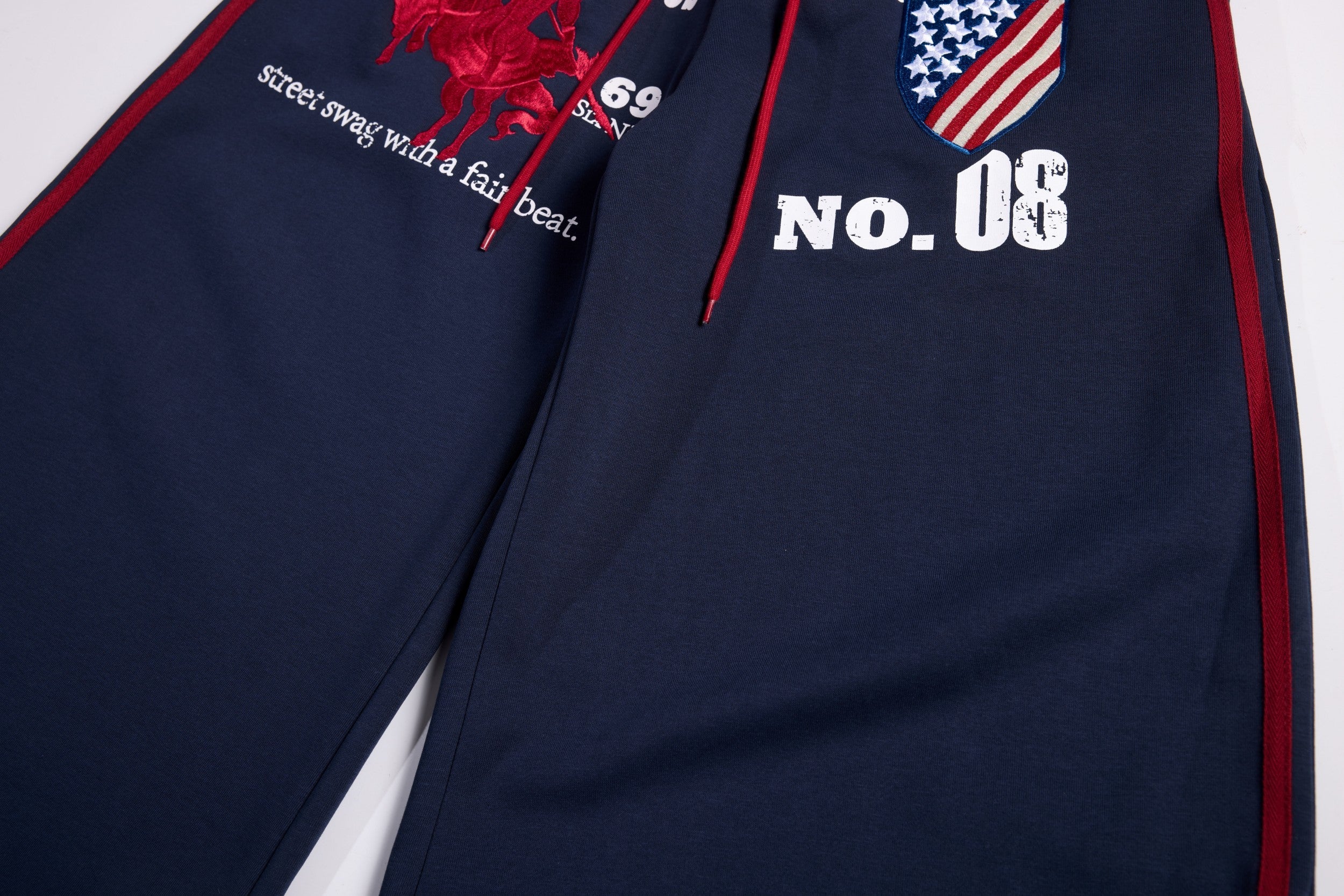 3-6-5.shop Retro College Badge Wide-Leg Sweatpants
