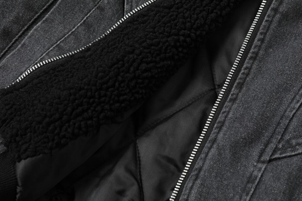 3-6-5.shop Quilted Denim Sherpa Jacket