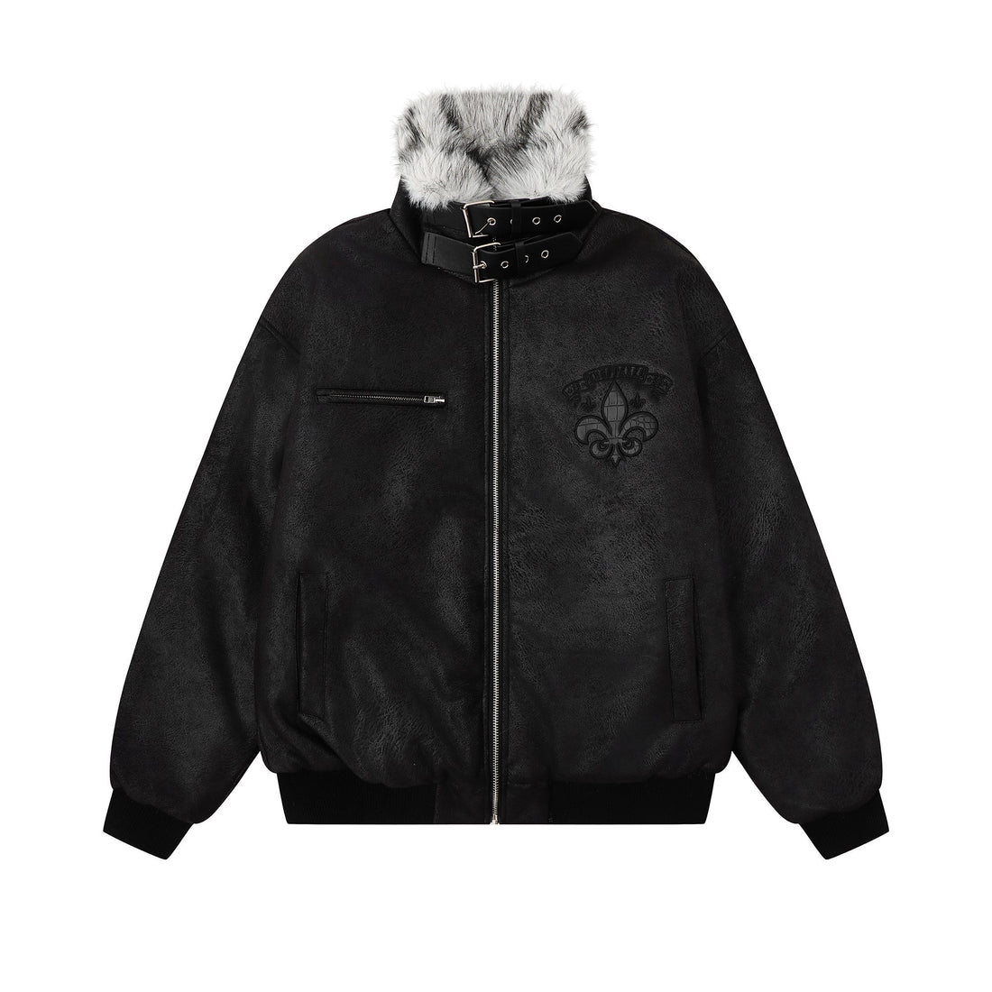 3-6-5.shop Fur-Collar Buckle Jacket