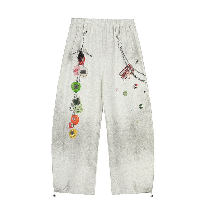 3-6-5.shop Retro Gadget Print Sweatpants