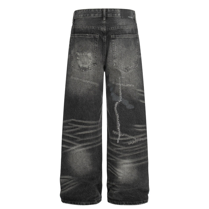 3-6-5.shop Washed Distressed Denim Pants