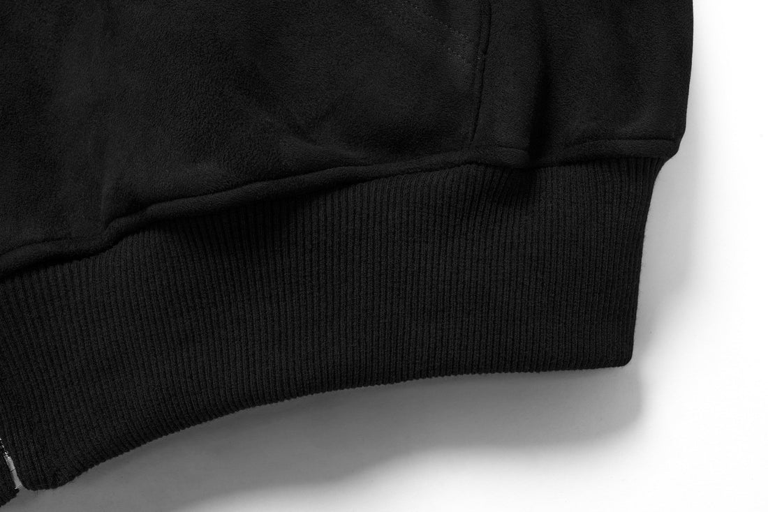 3-6-5.shop Gothic Embroidered Suede Zip Hoodie