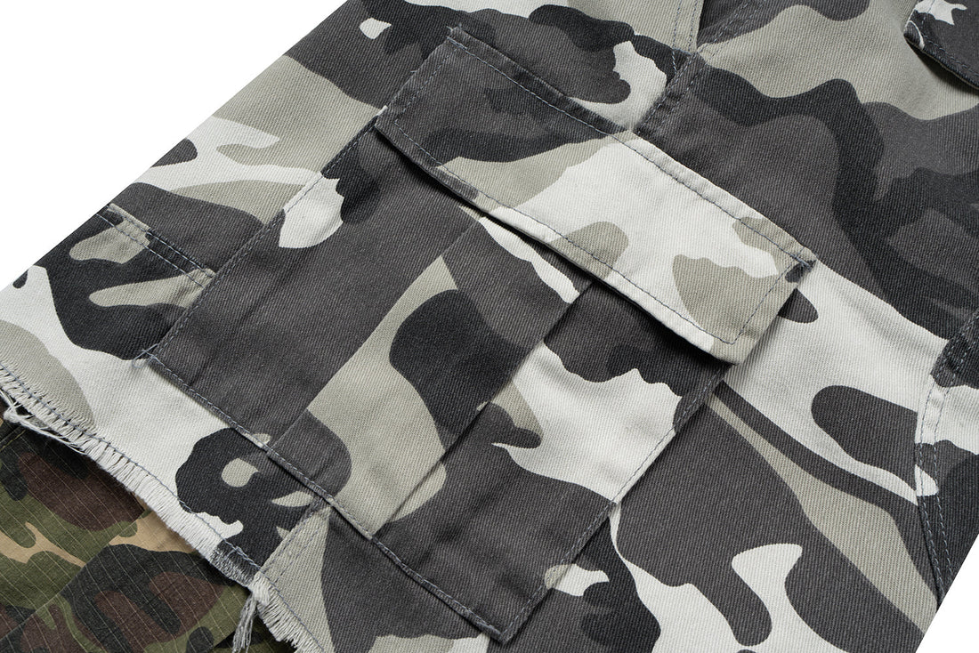 3-6-5.shop Layered Camo Cargo Shorts