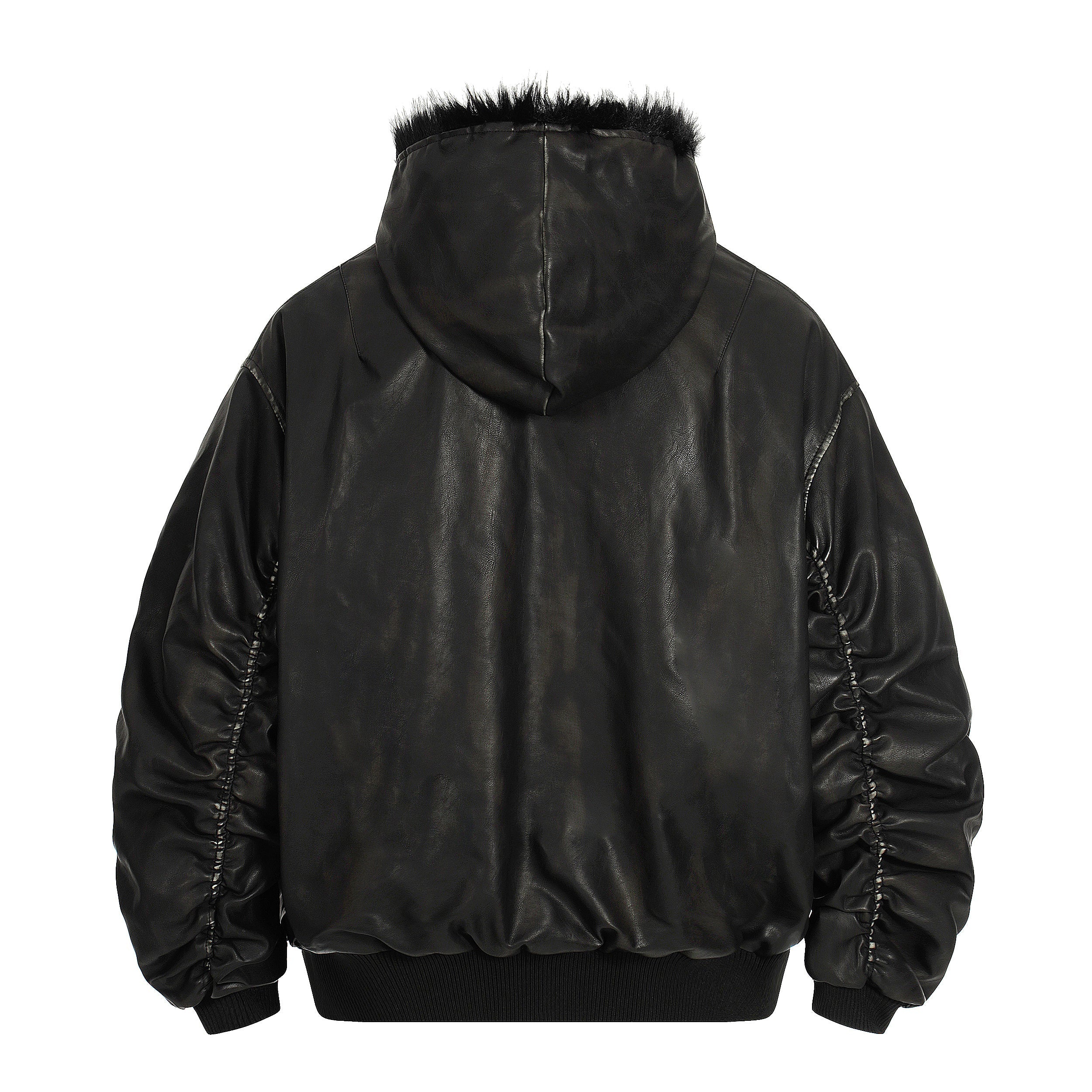 3-6-5.shop Vintage Graphic PU Hoodie Jacket