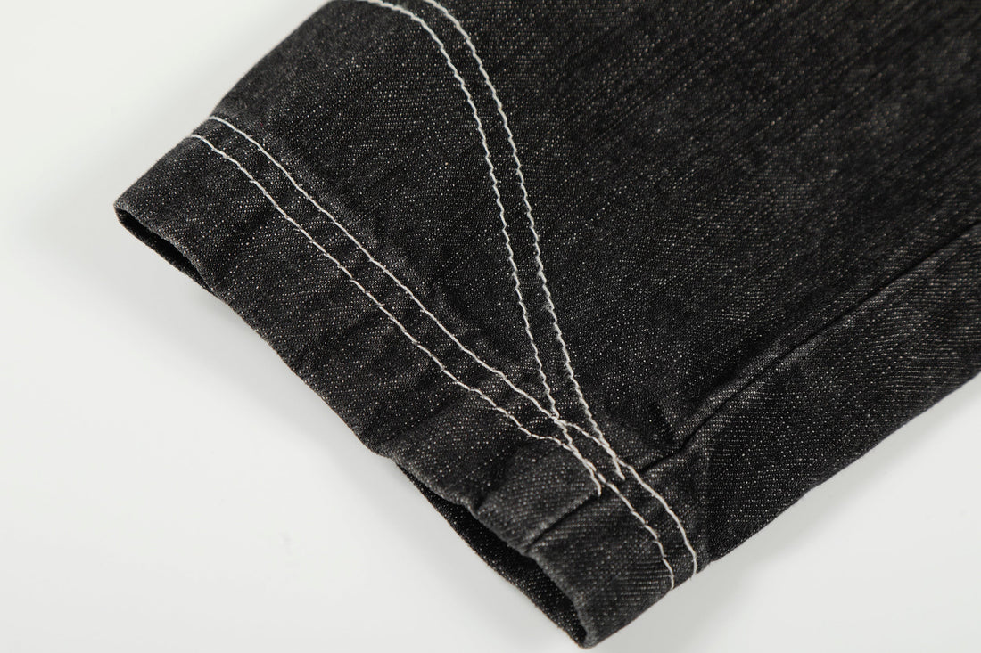 3-6-5.shop Buckle Denim Jacket – Black