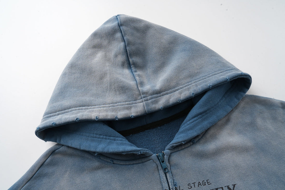 3-6-5.shop Vintage Graphic Zip-Up Hoodie