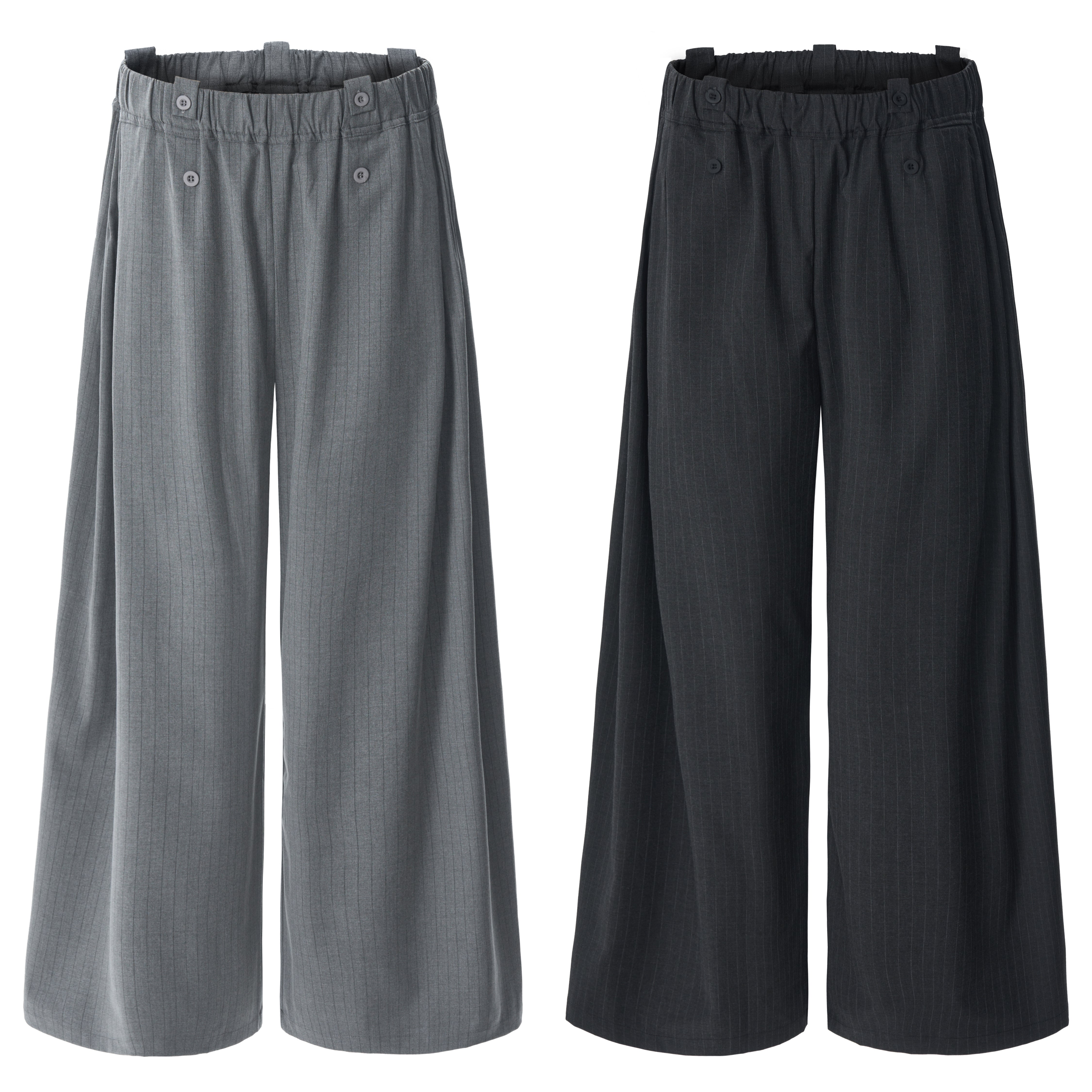 3-6-5.shop Dual-Button Pinstripe Wide-Leg Trousers