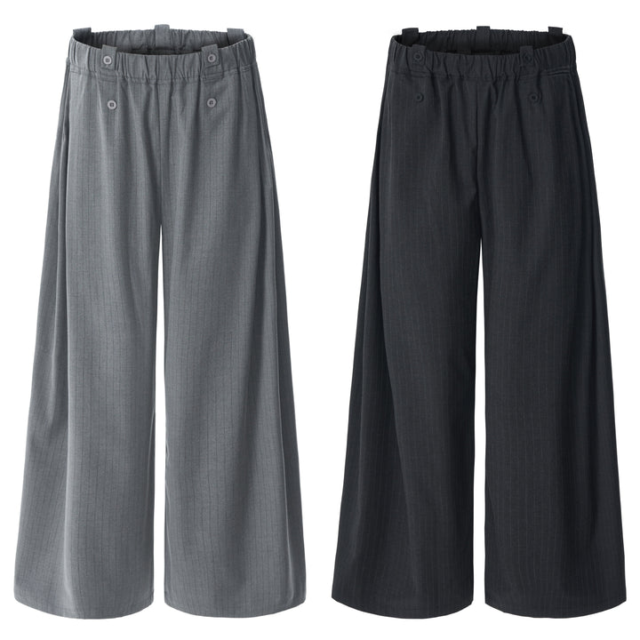3-6-5.shop Dual-Button Pinstripe Wide-Leg Trousers
