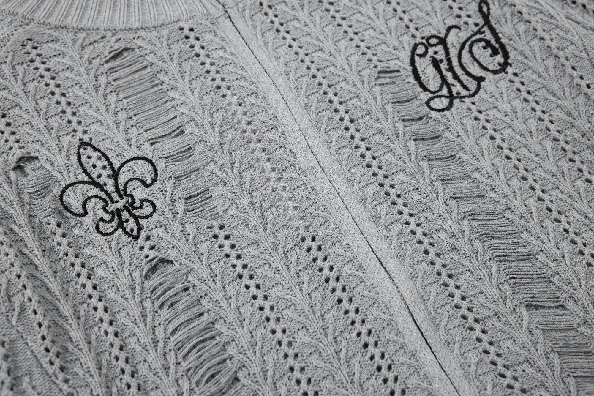 3-6-5.shop Distressed Knit Zip Cardigan