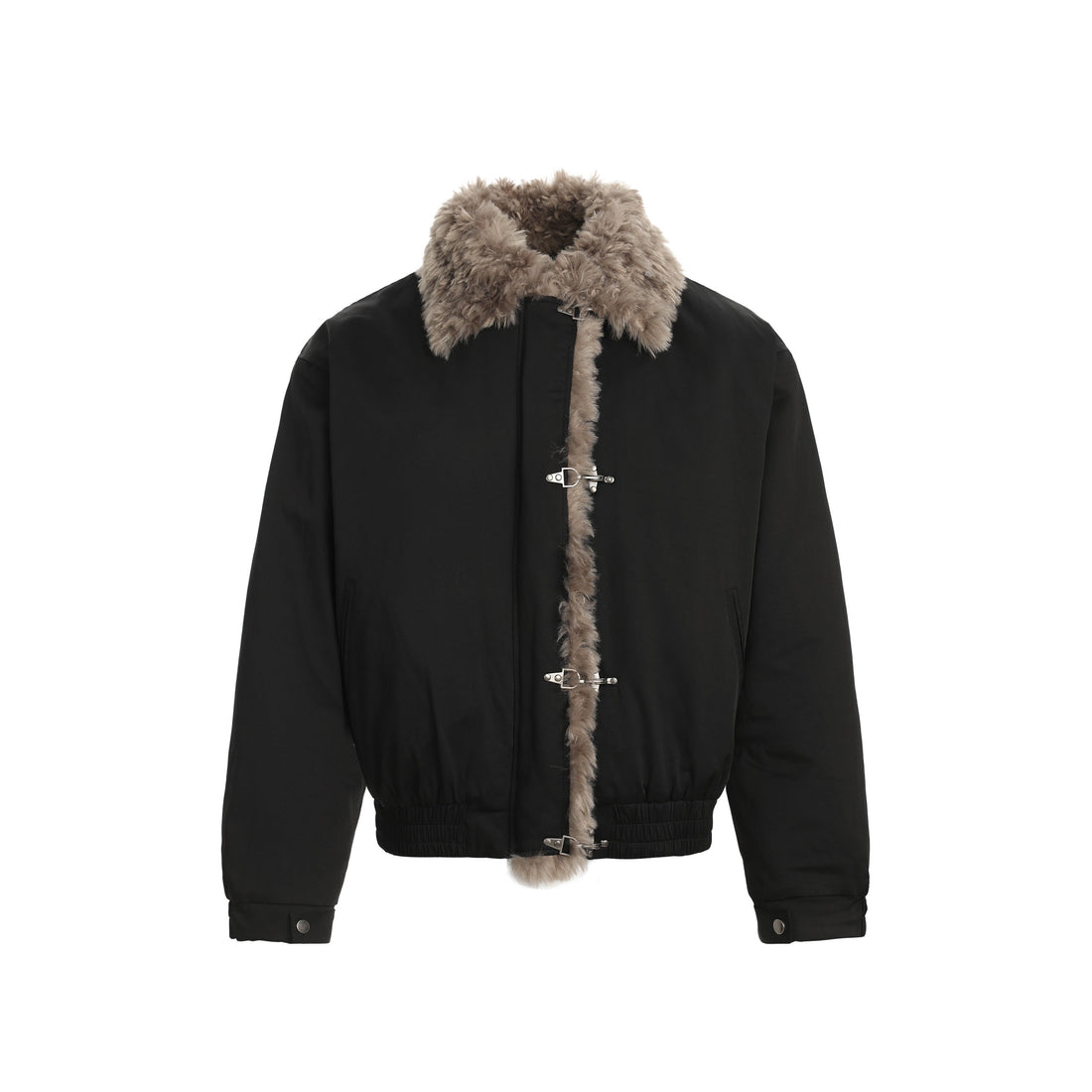3-6-5.shop Faux-Fur Trim Bomber Jacket
