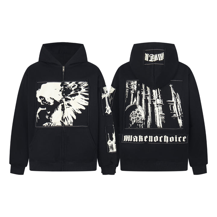 3-6-5.shop Graphic Zip Hoodie