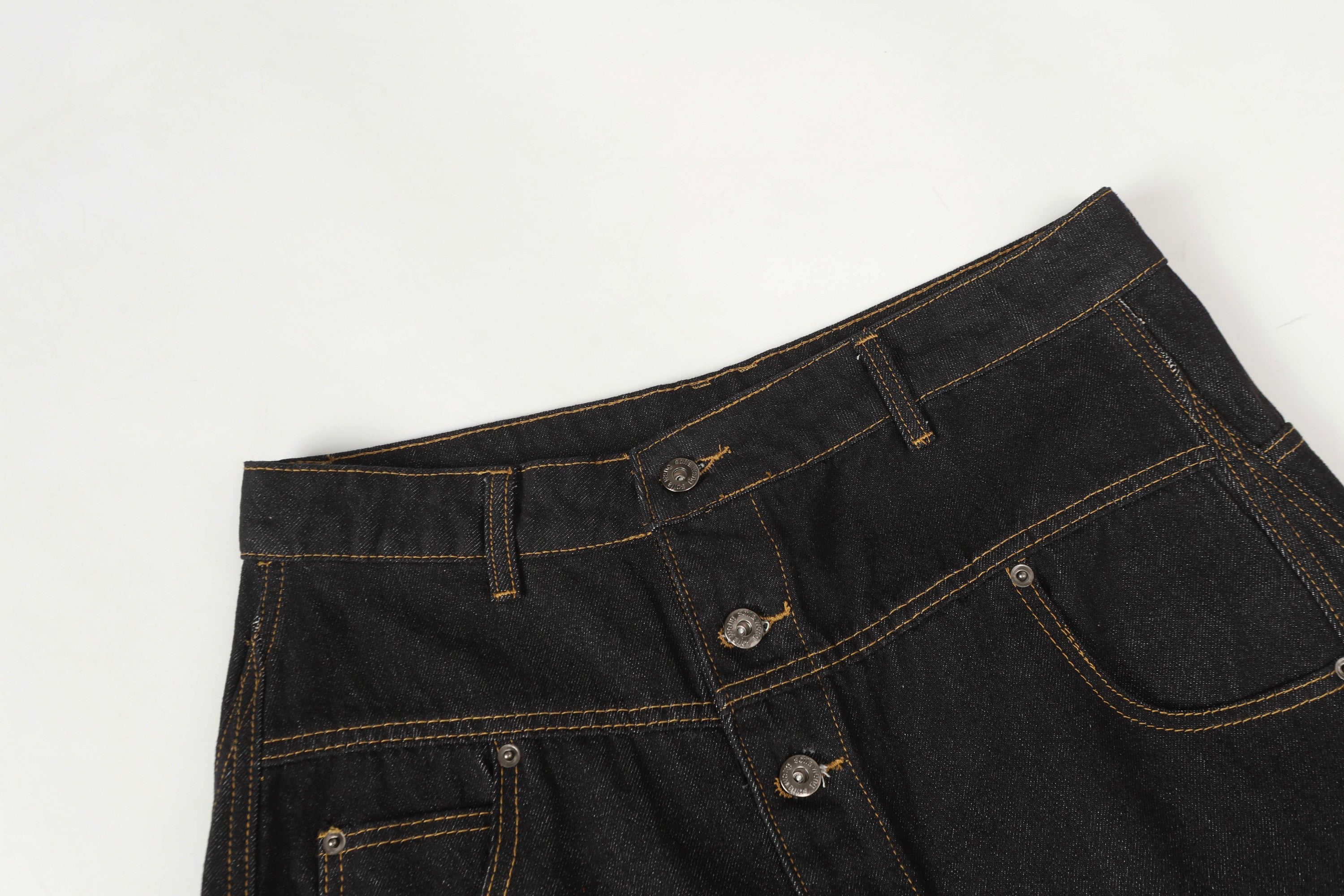 3-6-5.shop Asymmetric Button Wide-Leg Denim Pants