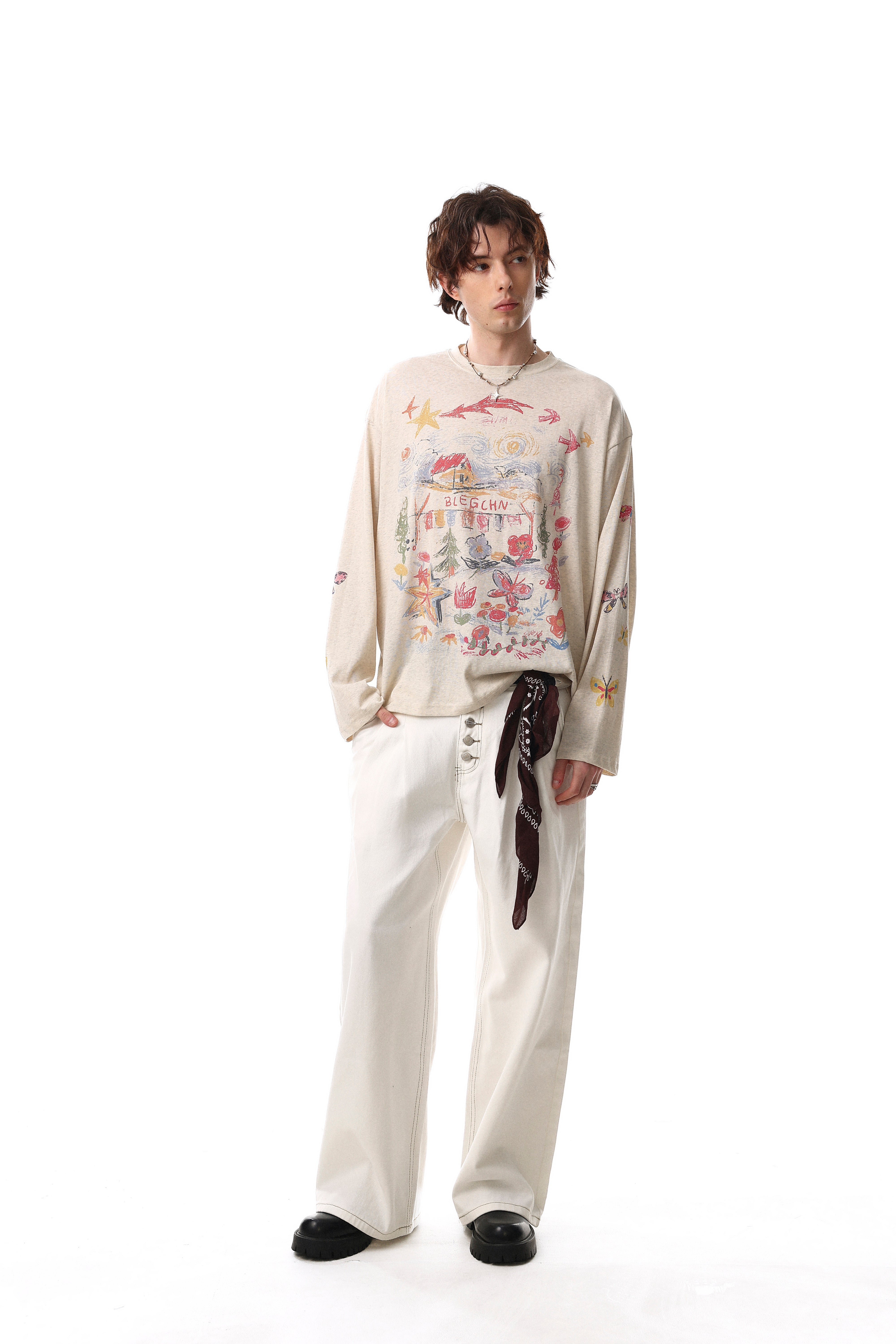 3-6-5.shop Hand-Drawn Art Graphic Long Sleeve Tee