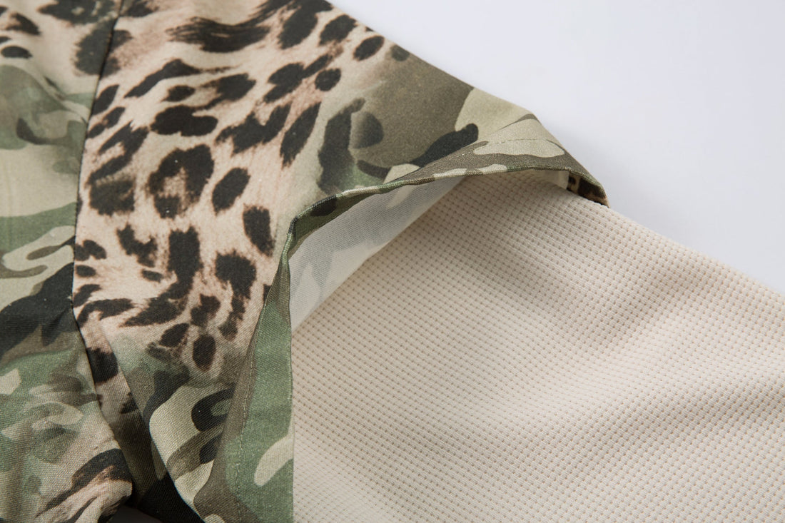 3-6-5.shop Layered Camo-Leopard Short-Sleeve Shirt