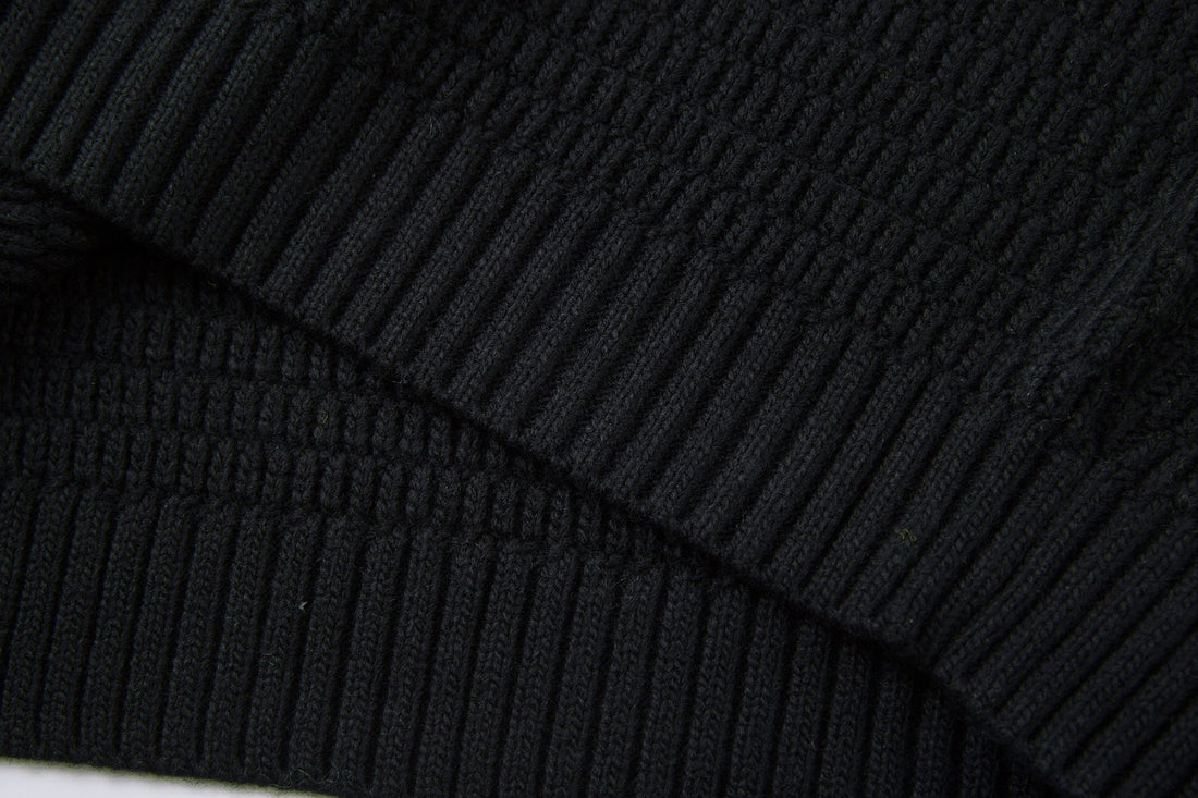 3-6-5.shop Striped Knit Polo Sweater