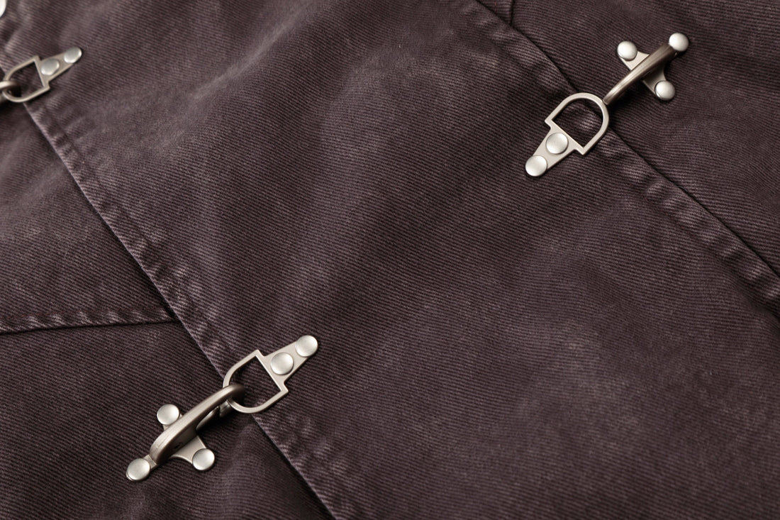 3-6-5.shop Buckle Detail Washed Hooded Jacket