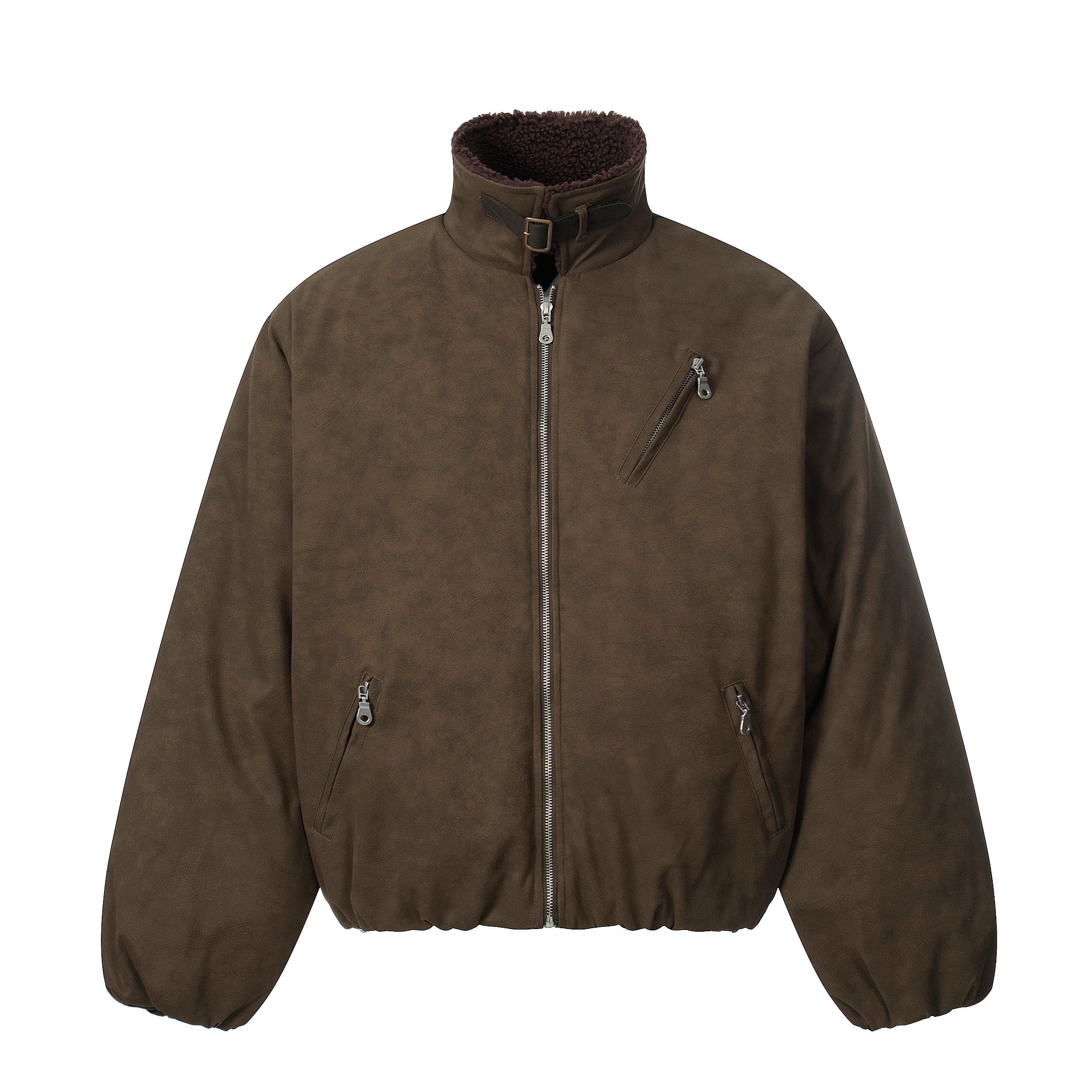 3-6-5.shop Suede-Effect Bomber Jacket