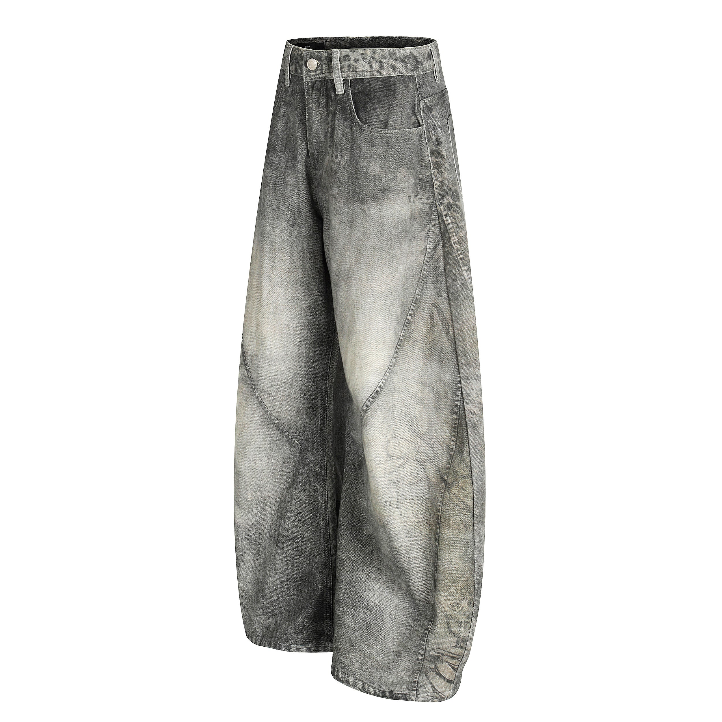 3-6-5.shop Washed Curved Denim Pants