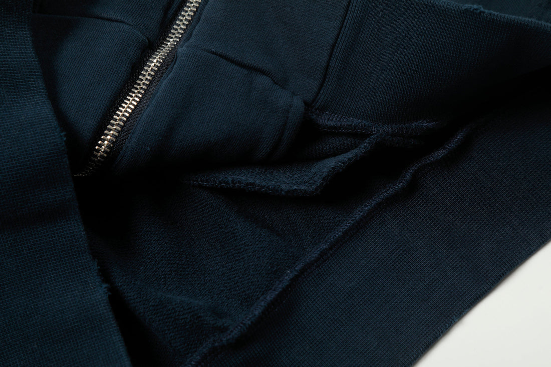 3-6-5.shop Distressed Crest Zip-Up Hoodie