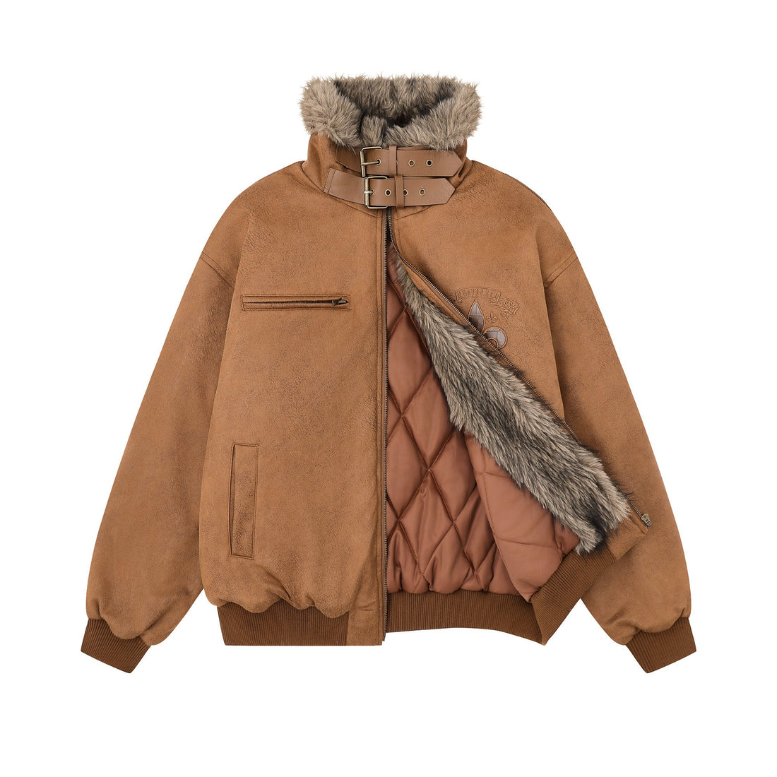 3-6-5.shop Fur-Collar Buckle Jacket
