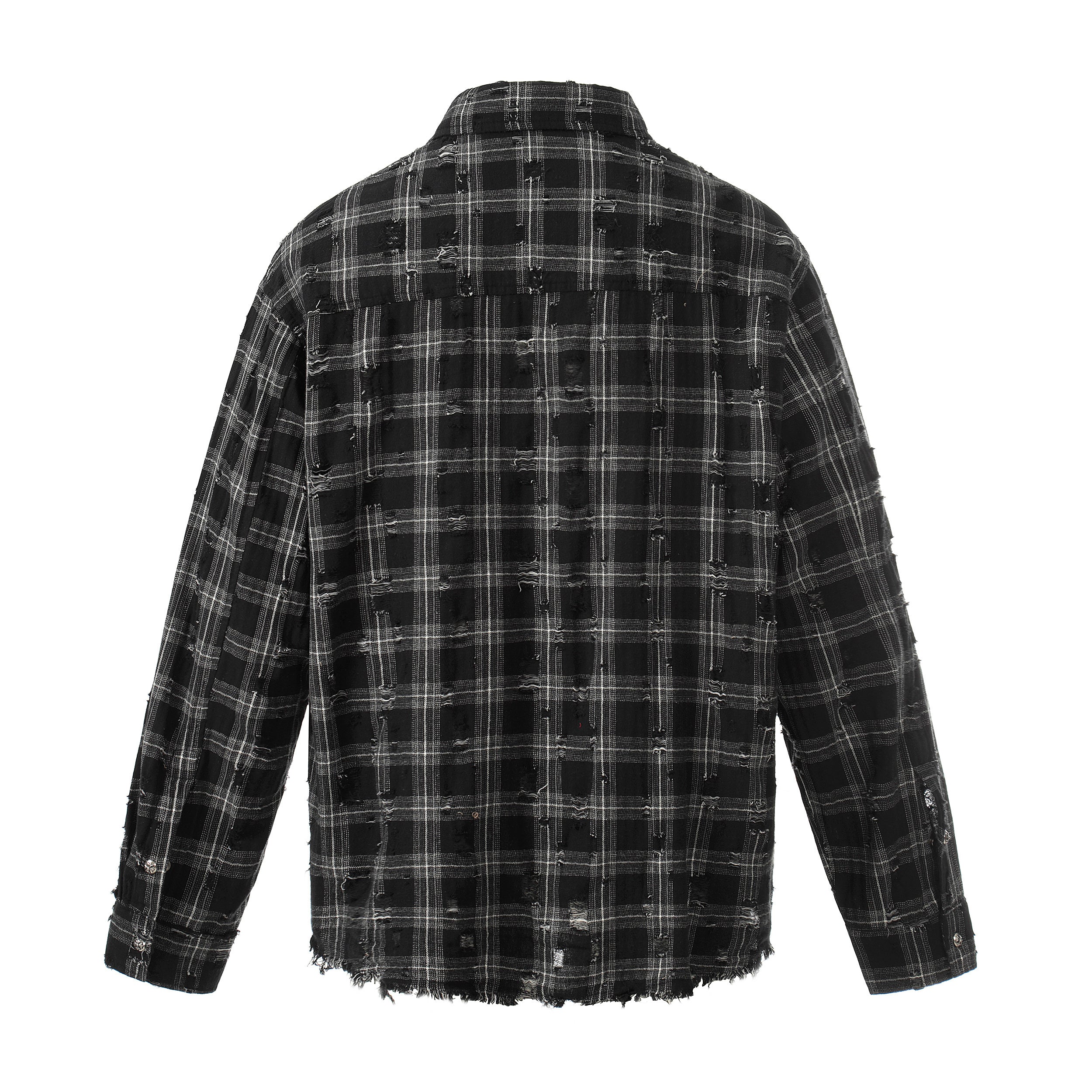 3-6-5.shop Distressed Plaid Shirt Jacket