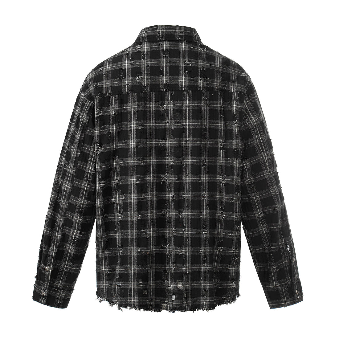 3-6-5.shop Distressed Plaid Shirt Jacket