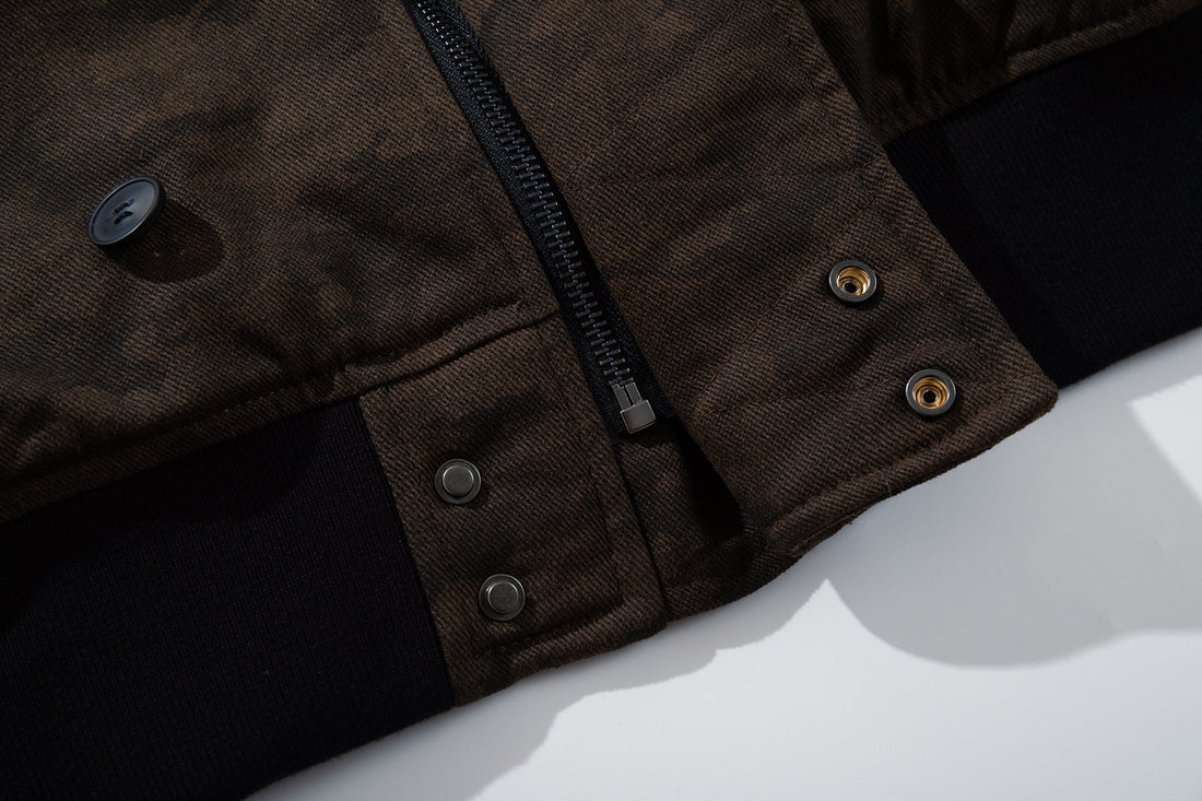 3-6-5.shop Camo Fur Hood Bomber Jacket