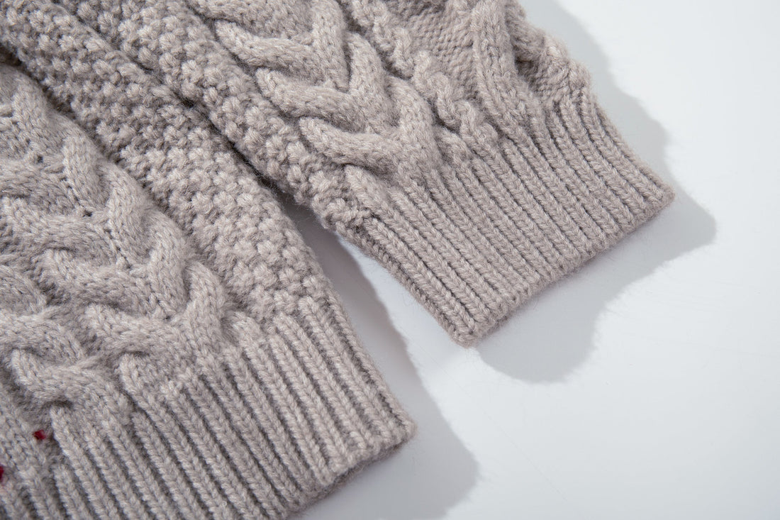 3-6-5.shop Argyle Cable Knit Sweater