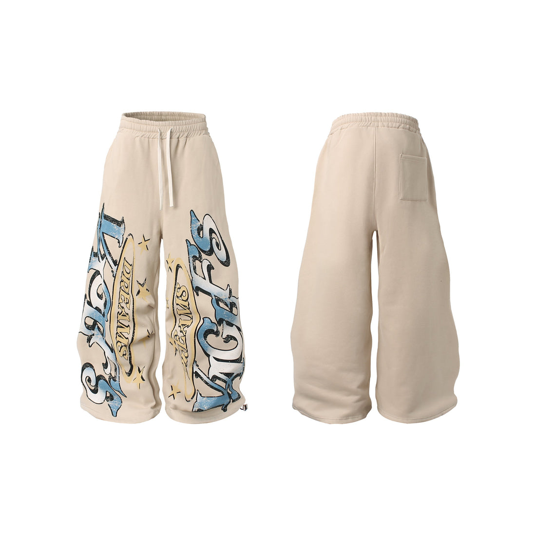 3-6-5.shop Fleece-Lined Letter Graphic Wide-Leg Sweatpants