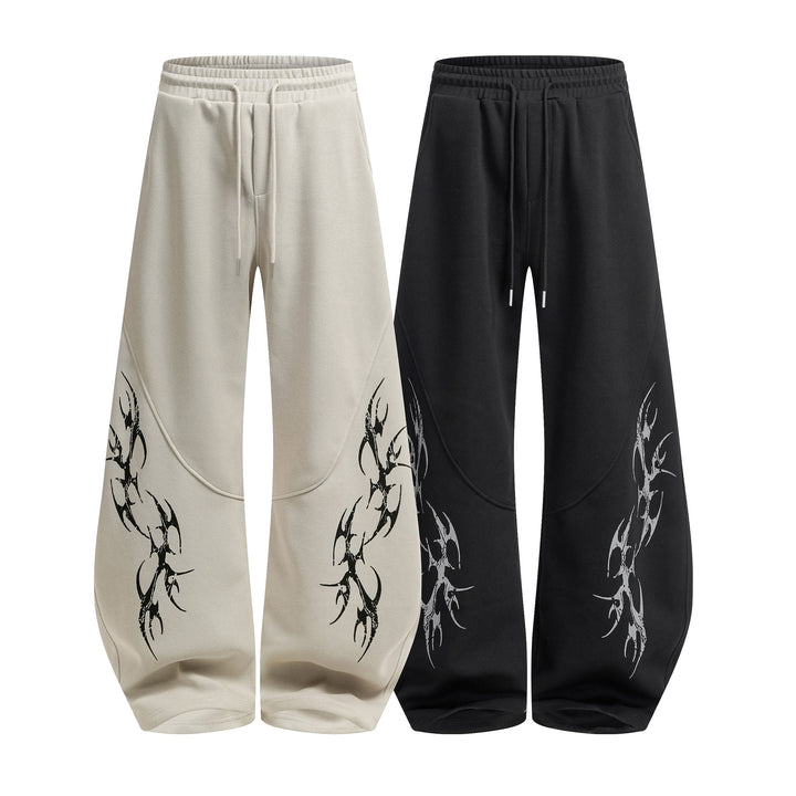 3-6-5.shop Tribal Flame Wide-Leg Sweatpants