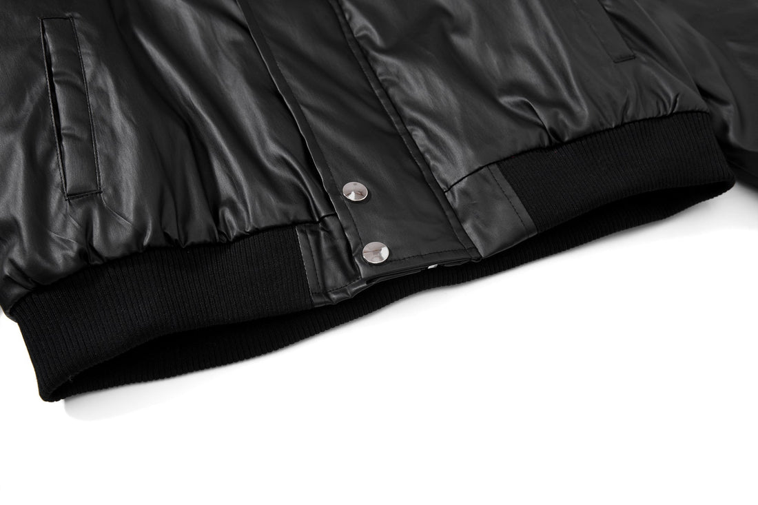 3-6-5.shop Dual-Zip PU Bomber Jacket