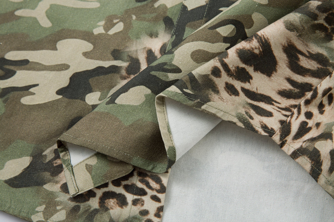 3-6-5.shop Layered Camo-Leopard Short-Sleeve Shirt