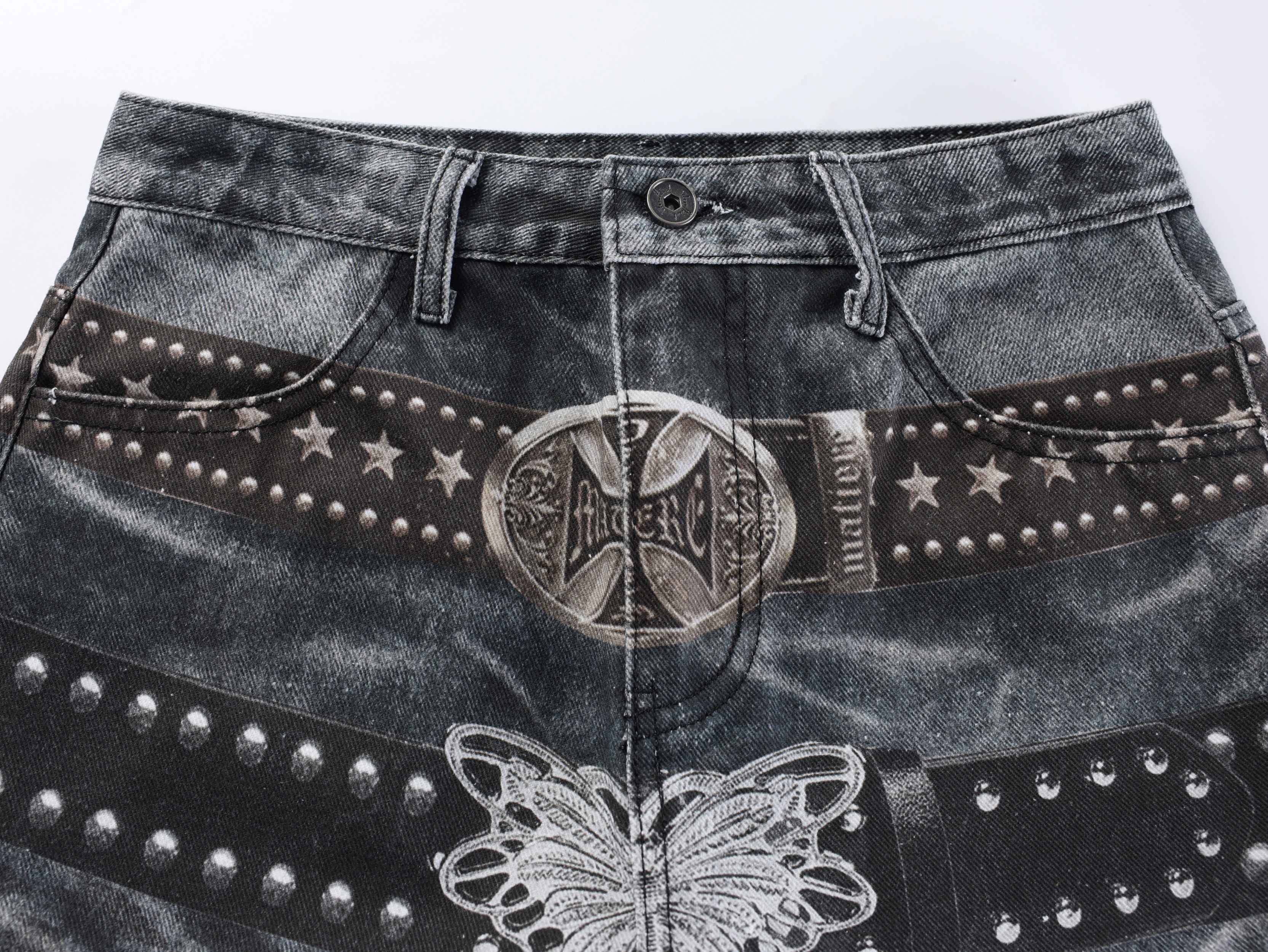 3-6-5.shop Washed Studded Wide-Leg Jeans