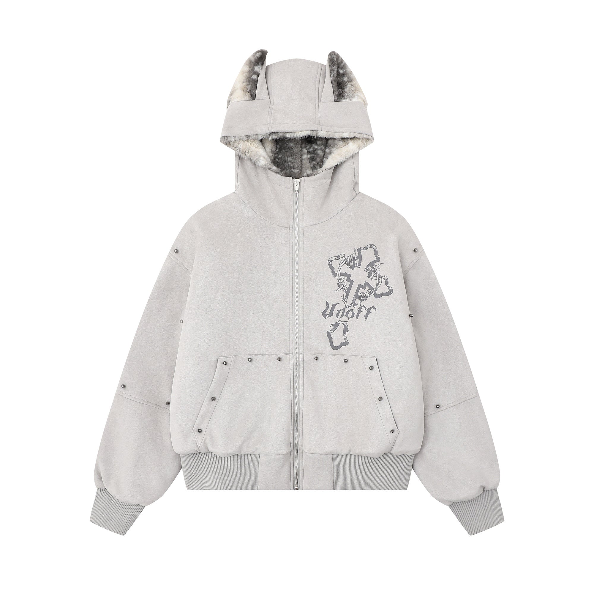 3-6-5.shop Furry-Ear Stretch Hoodie Jacket