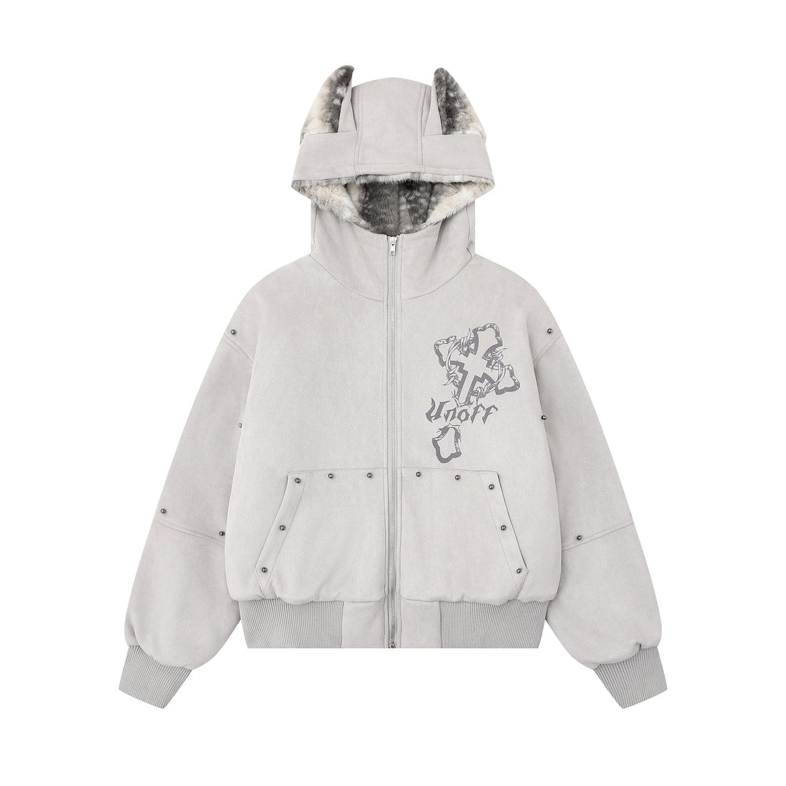 3-6-5.shop Furry-Ear Stretch Hoodie Jacket