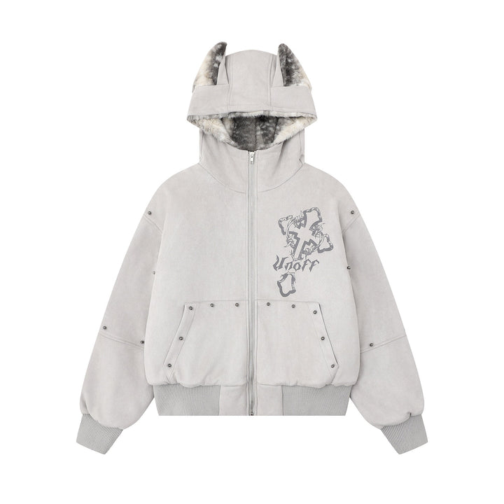 3-6-5.shop Furry-Ear Stretch Hoodie Jacket
