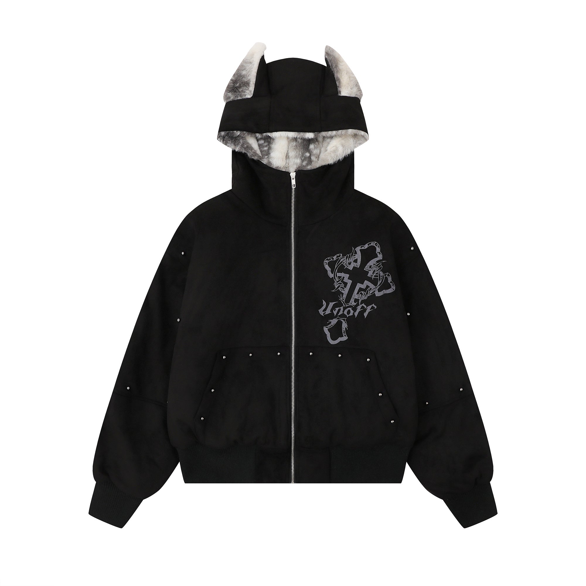 3-6-5.shop Furry-Ear Stretch Hoodie Jacket