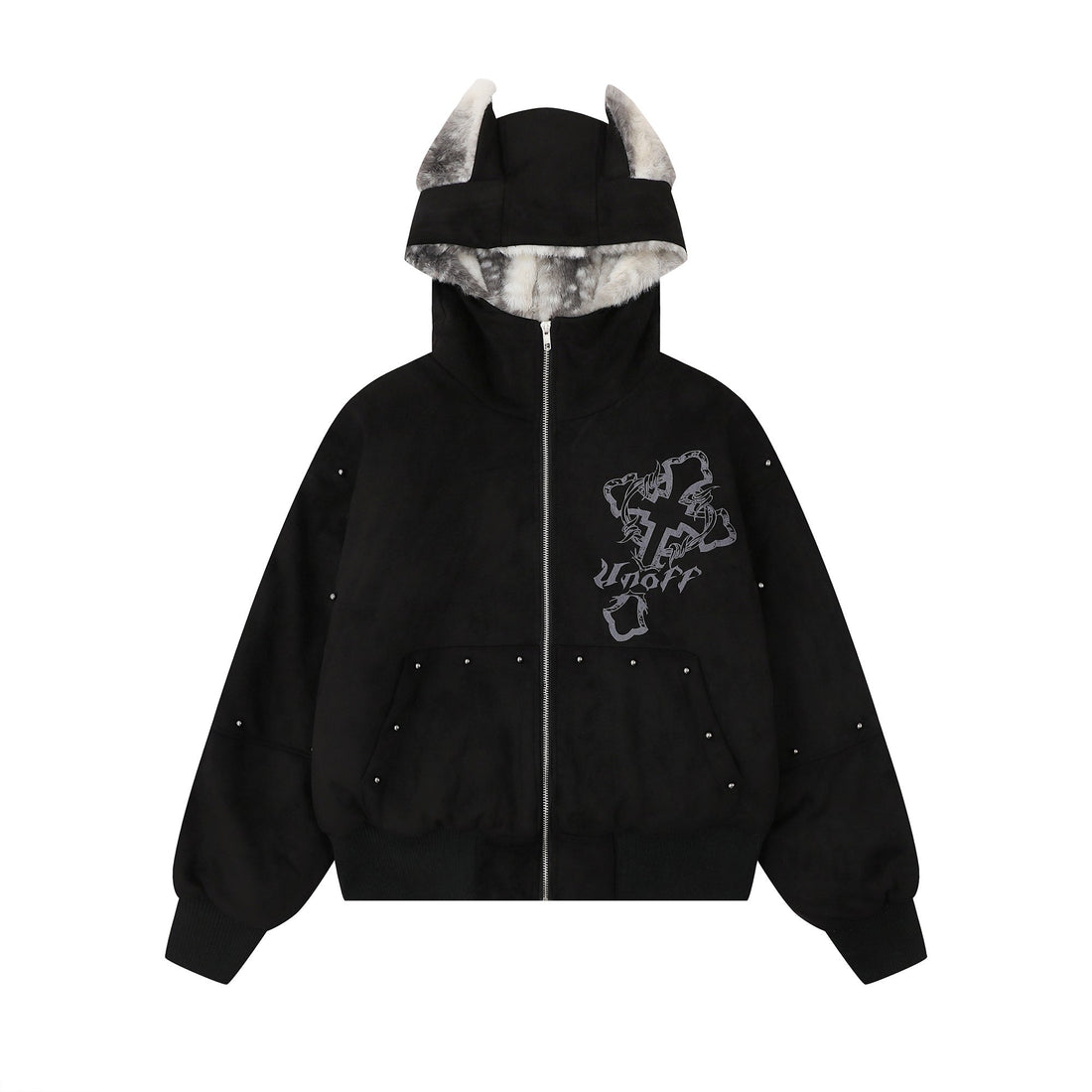 3-6-5.shop Furry-Ear Stretch Hoodie Jacket