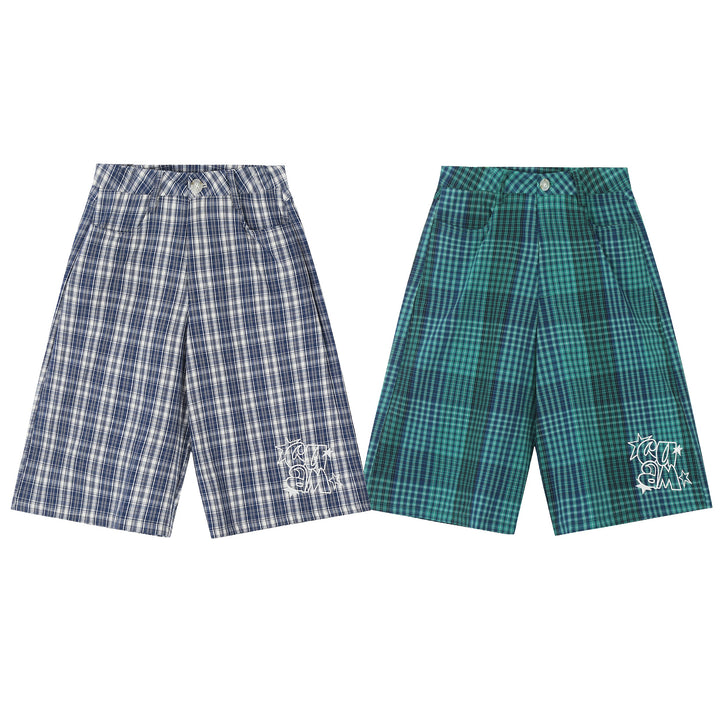 3-6-5.shop Checkered Wide-Leg Shorts