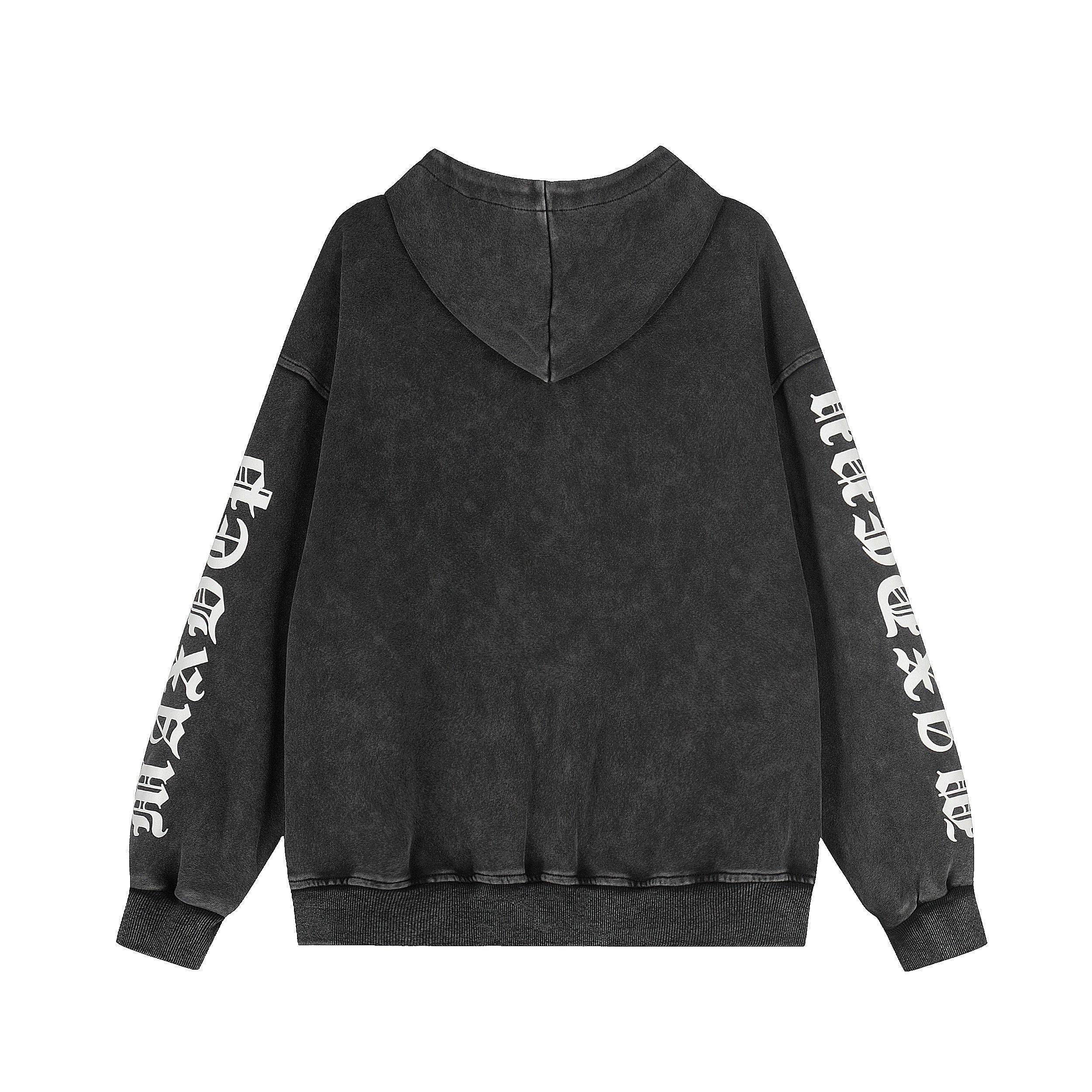 3-6-5.shop Distressed Graphic Zip Hoodie