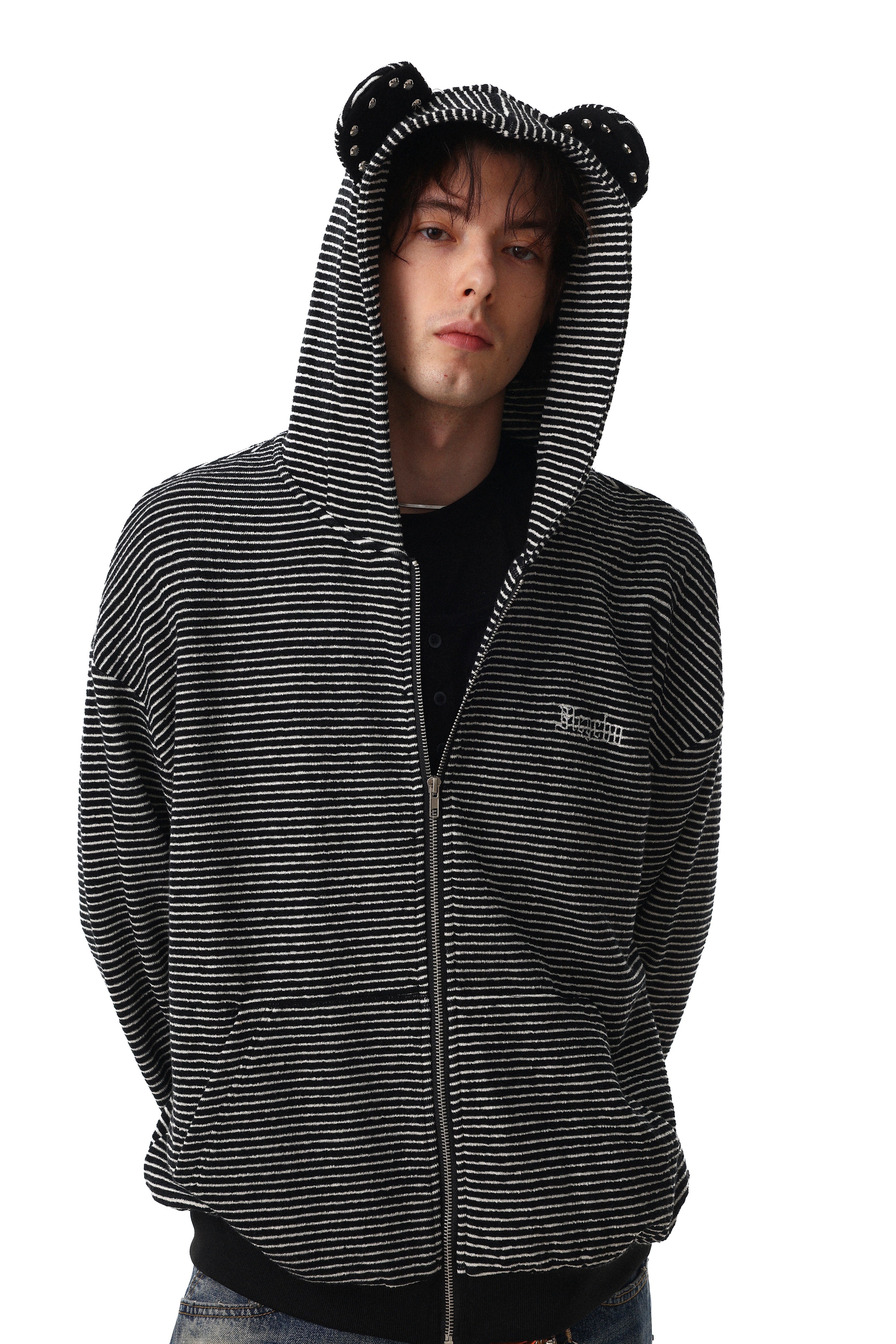 3-6-5.shop Striped Zip Hoodie