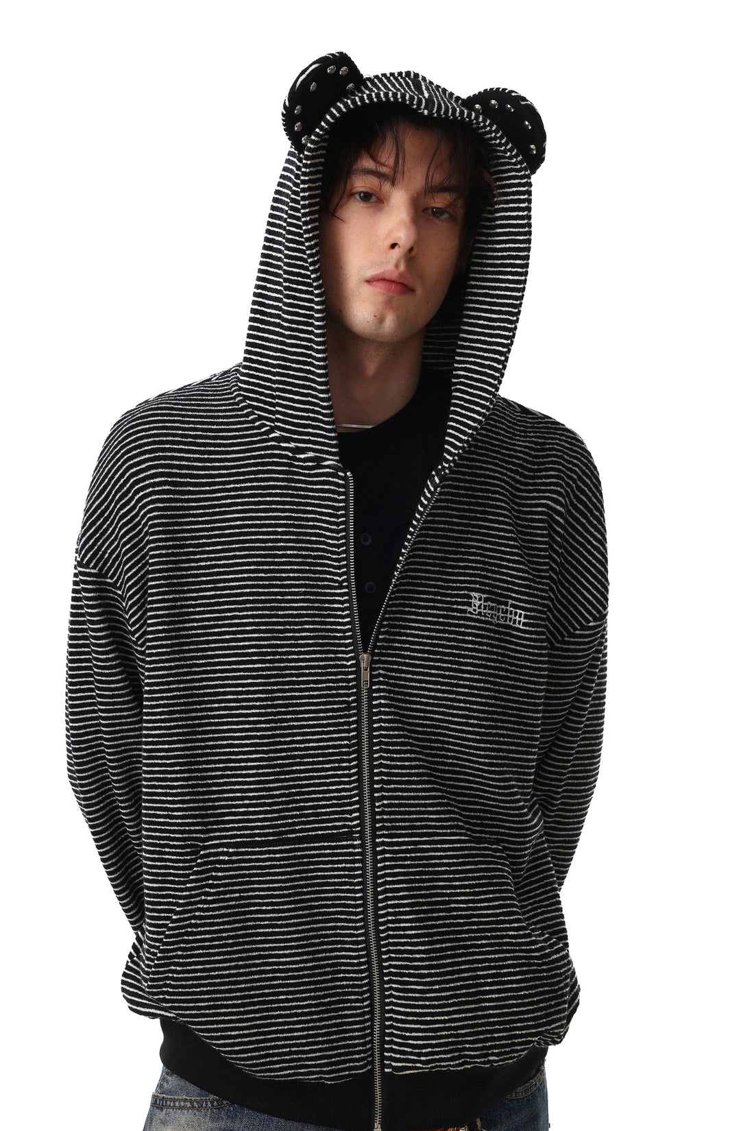 3-6-5.shop Striped Zip Hoodie