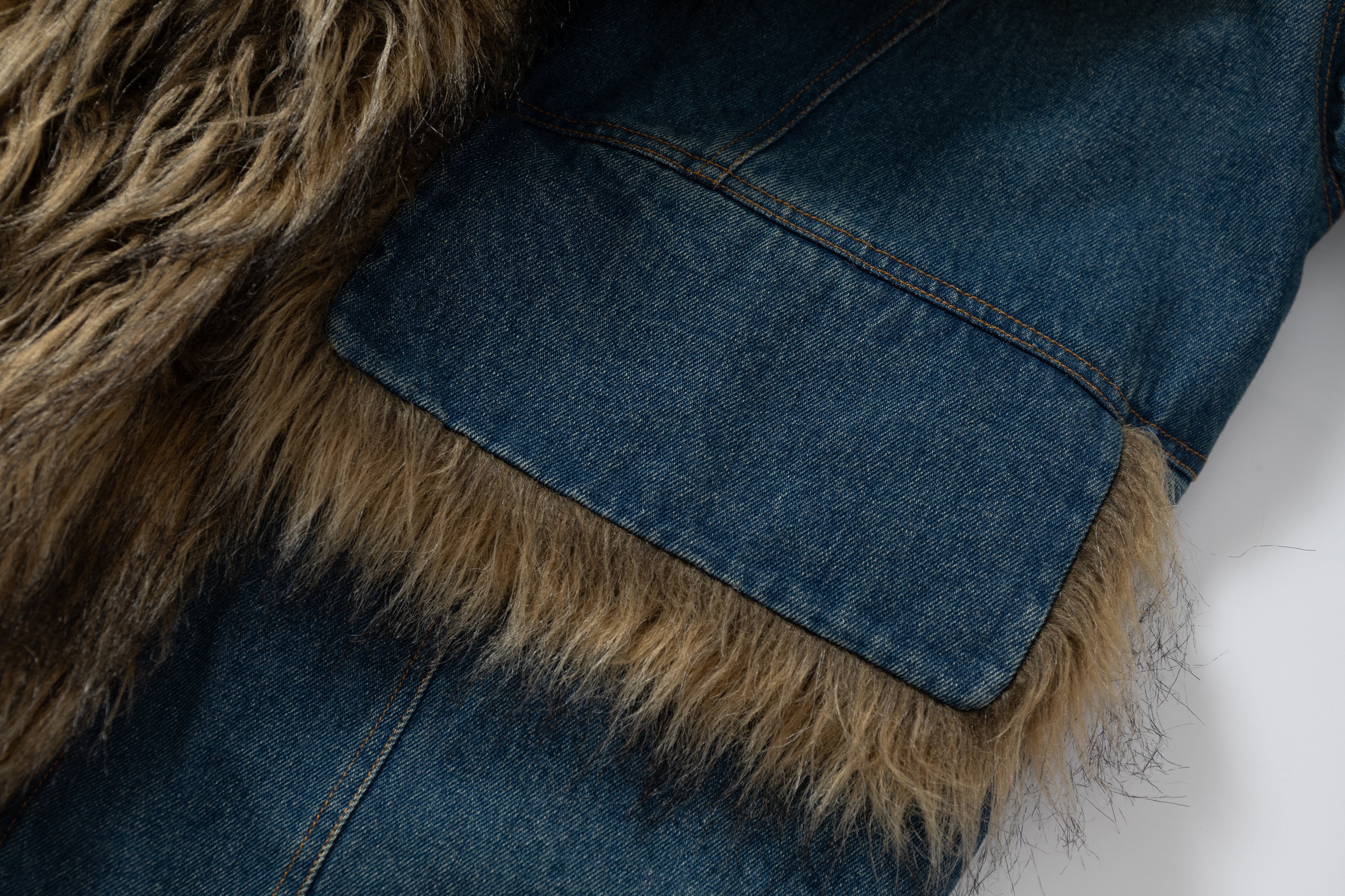 3-6-5.shop Faux-Fur Collar Denim Jacket