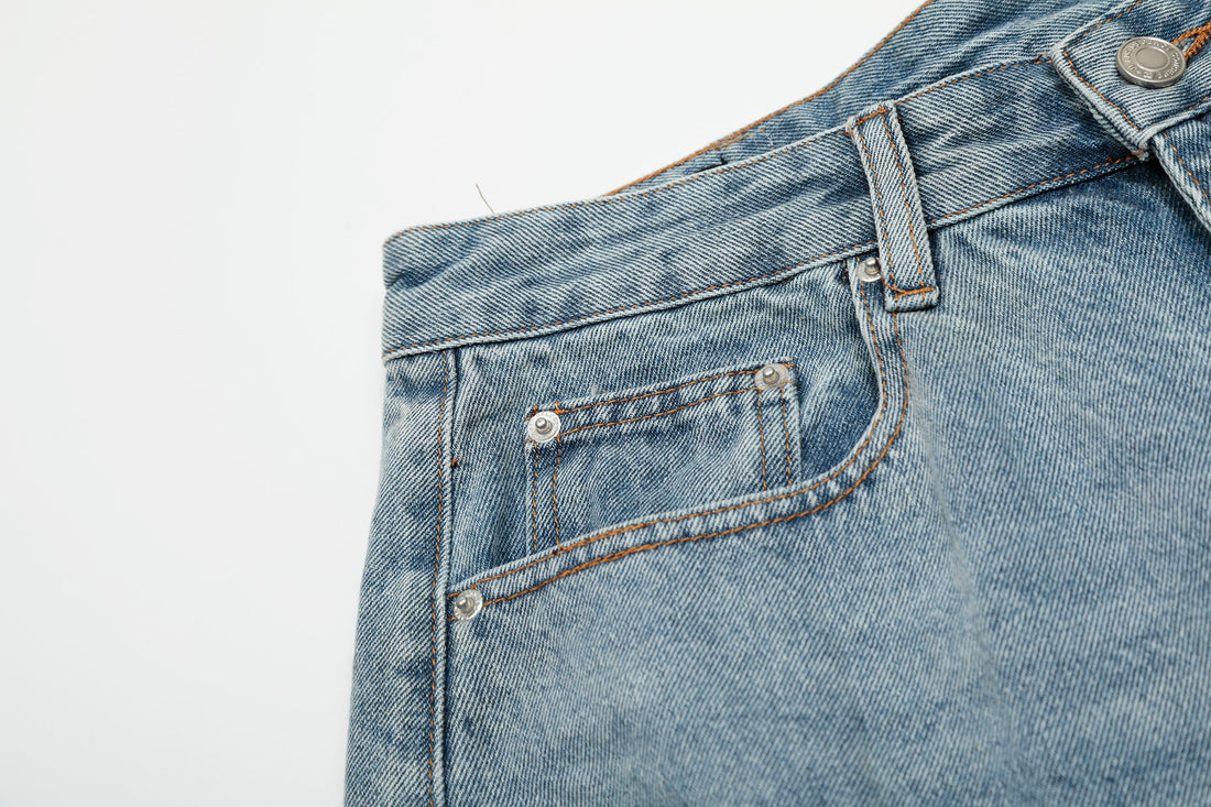 3-6-5.shop Destroyed Fringe Denim Shorts