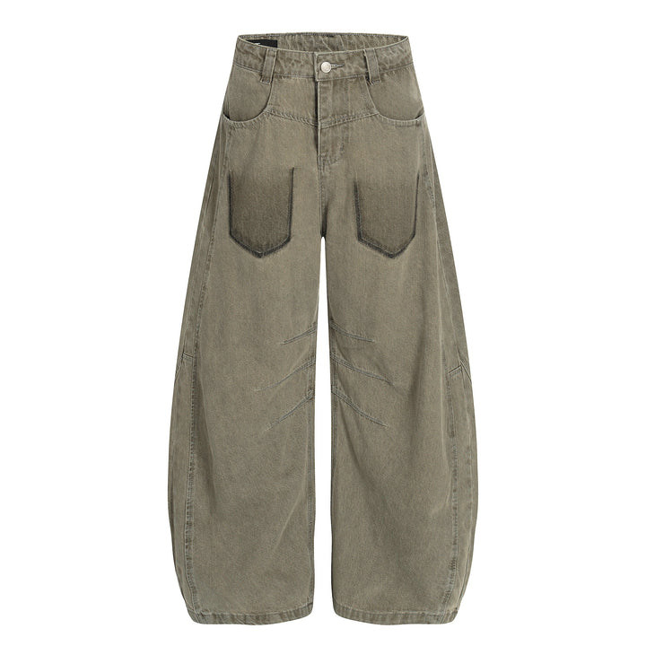 3-6-5.shop Curved Cut Panel Denim Pants