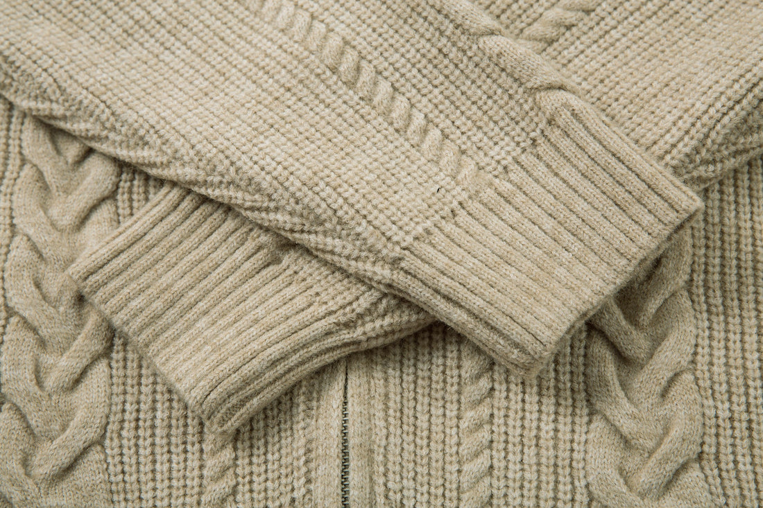 3-6-5.shop Cable Knit Zip-Up Sweater Jacket