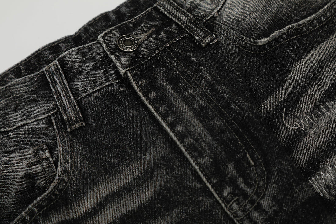 3-6-5.shop Washed Distressed Denim Pants