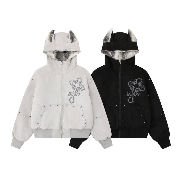 3-6-5.shop Furry-Ear Stretch Hoodie Jacket