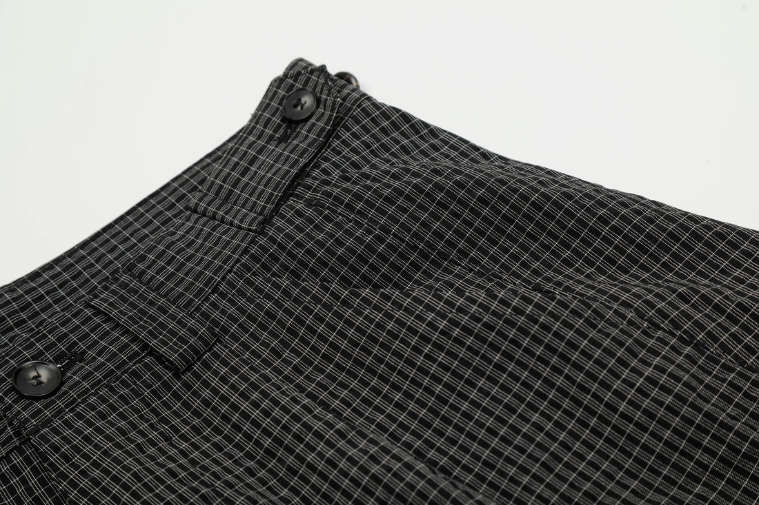 3-6-5.shop Checked Curved-Leg Pants