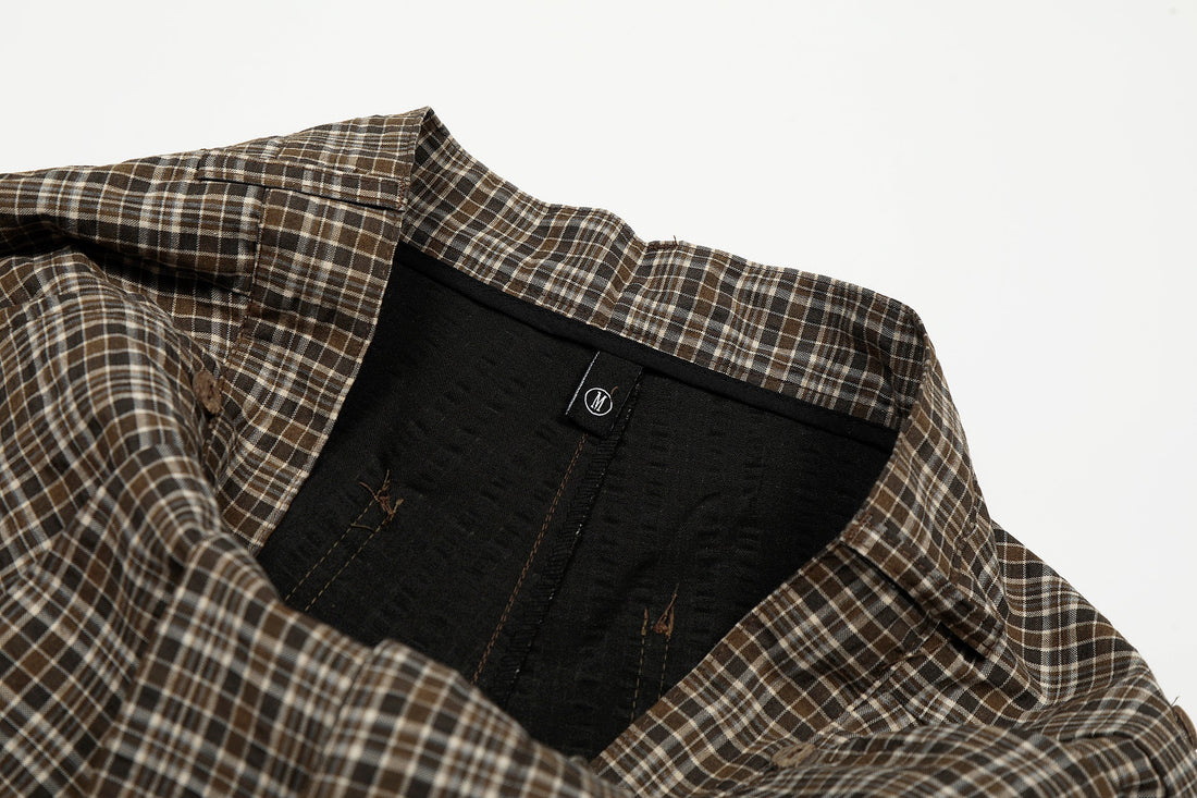 3-6-5.shop Vintage Check Wide-Leg Pants